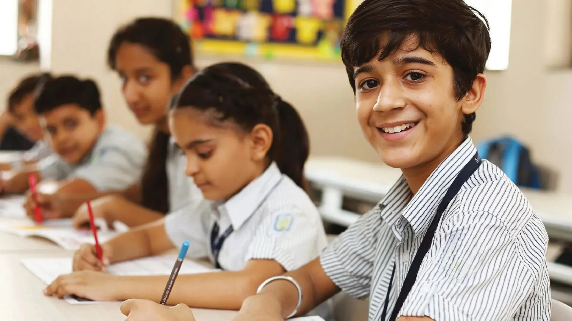 Engaged students in a collaborative classroom